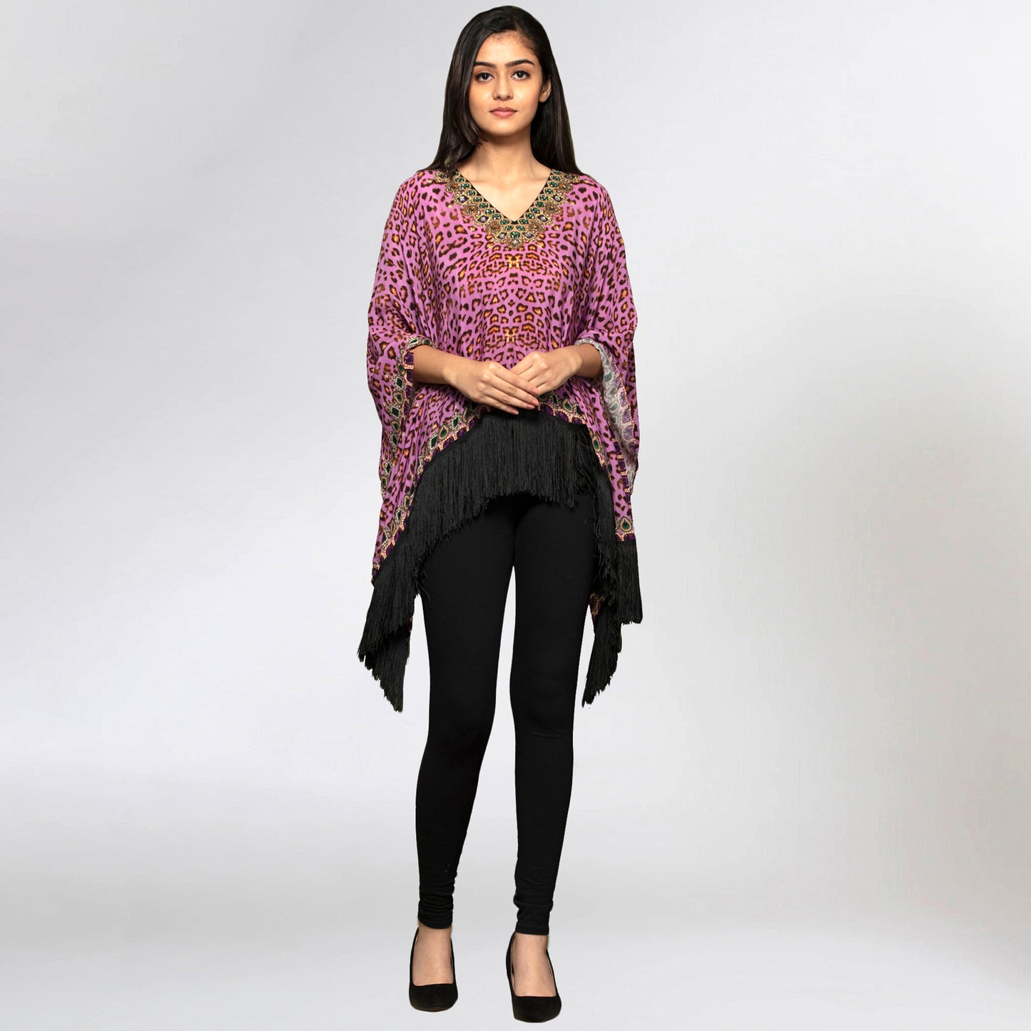 Mauve Animal Print Kaftan Top