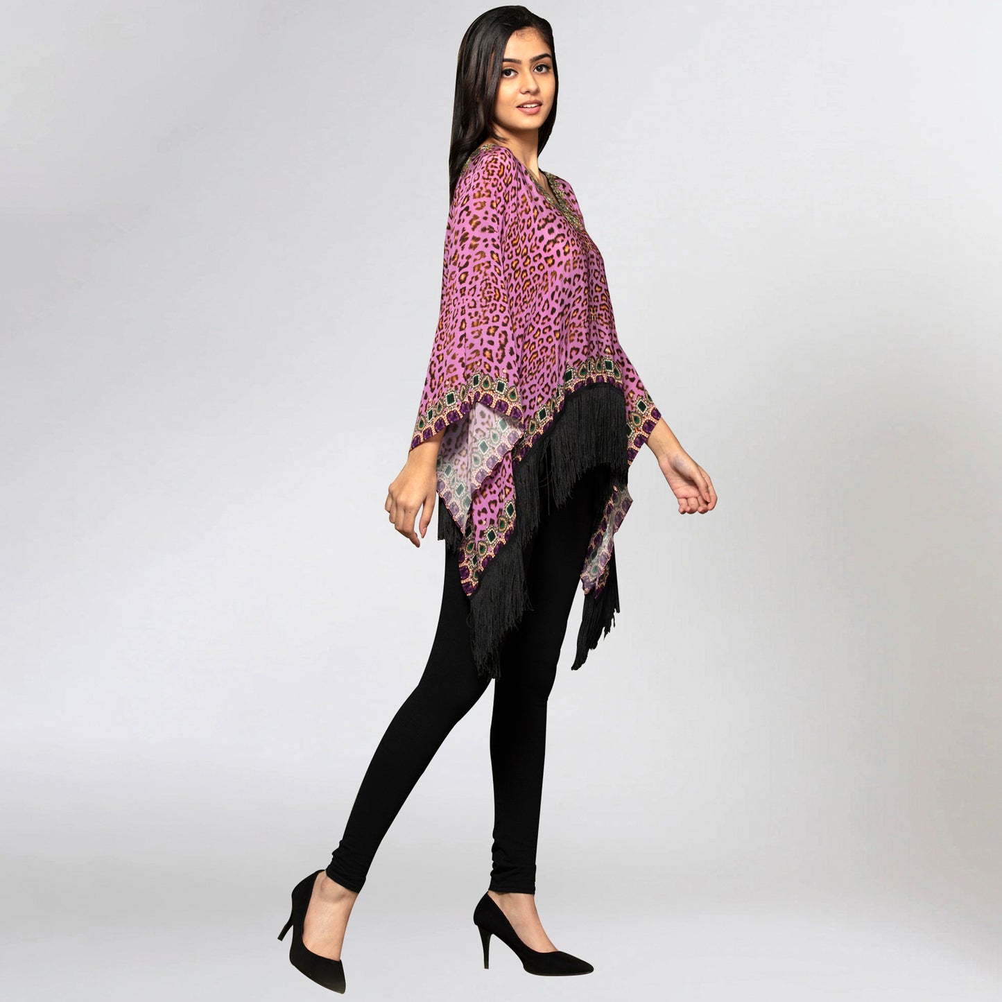 Mauve Animal Print Kaftan Top