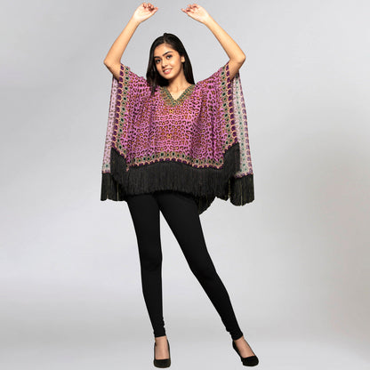 Mauve Animal Print Kaftan Top
