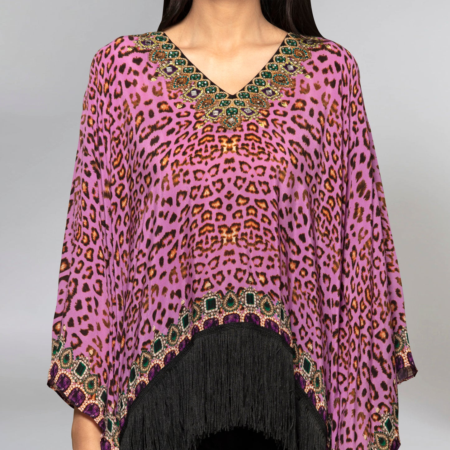 Mauve Animal Print Kaftan Top