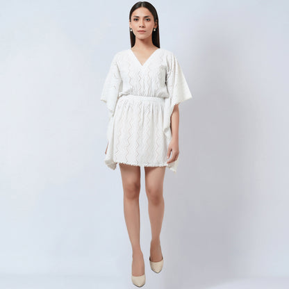 White Eyelet Kaftan Top