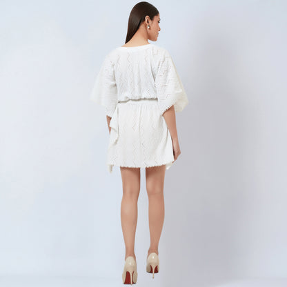 White Eyelet Kaftan Top