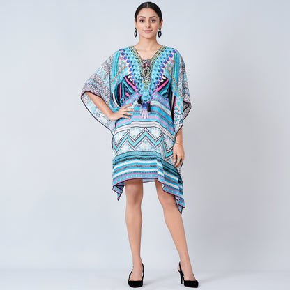 Blue Geometric Kaftan Tunic