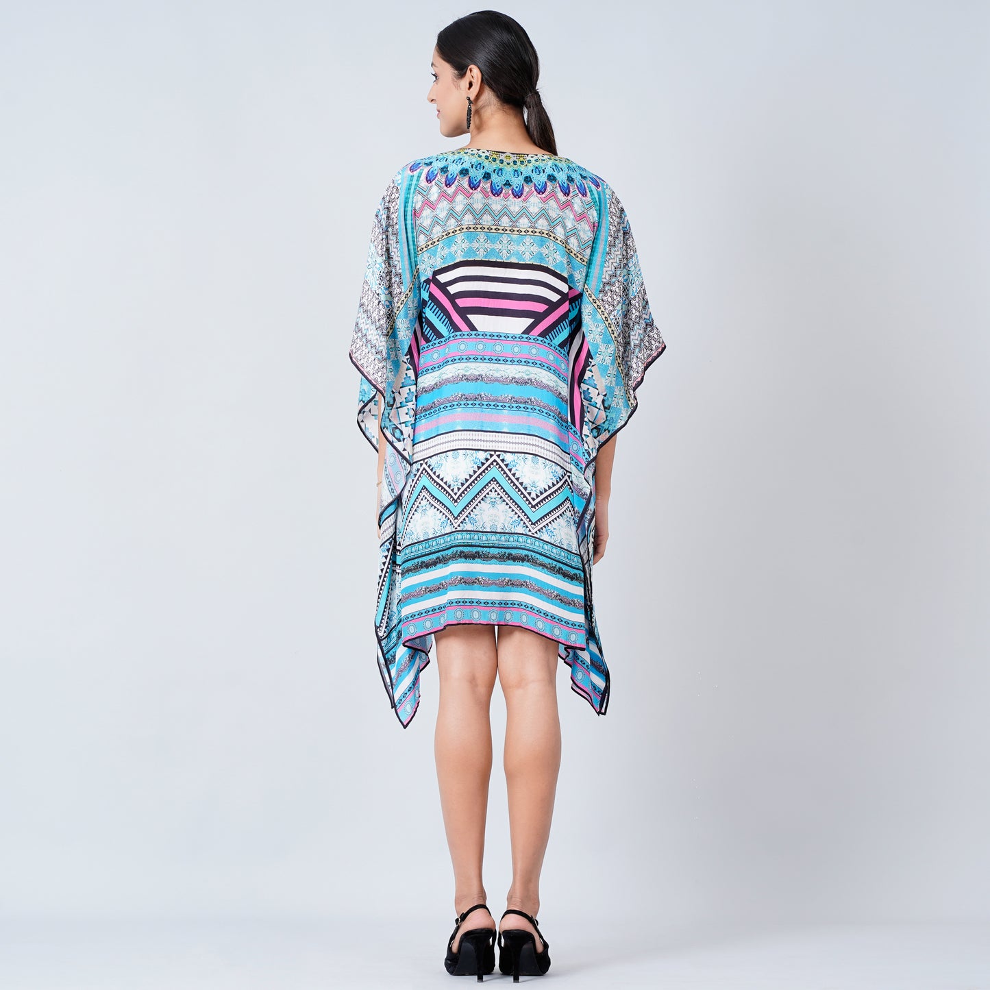 Blue Geometric Kaftan Tunic