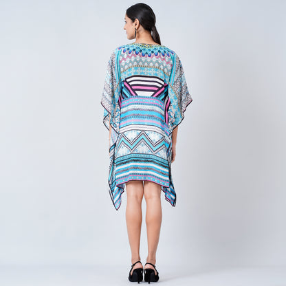 Blue Geometric Kaftan Tunic