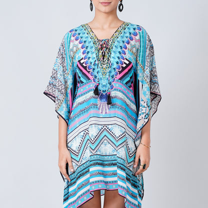 Blue Geometric Kaftan Tunic