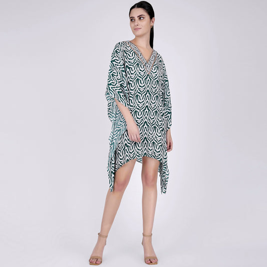 Green Zebra Print Kaftan Tunic