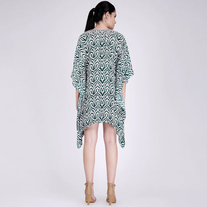 Green Zebra Print Kaftan Tunic