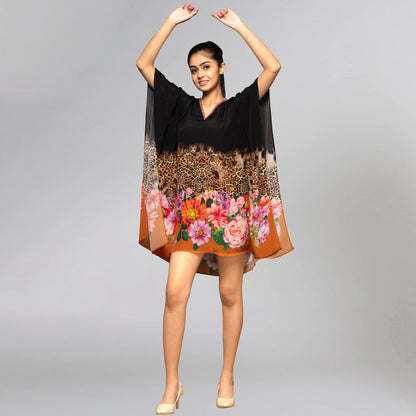 Black and Orange Kaftan Tunic