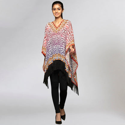 Burnt Orange and Brown Animal Print Kaftan Tunic