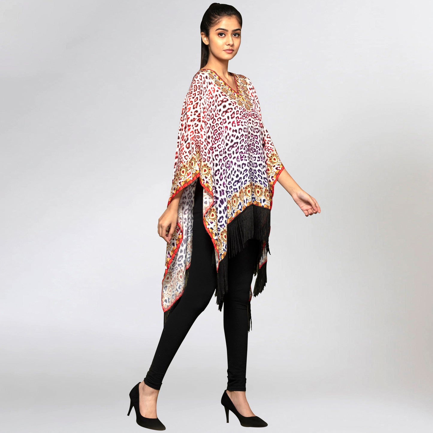 Burnt Orange and Brown Animal Print Kaftan Tunic