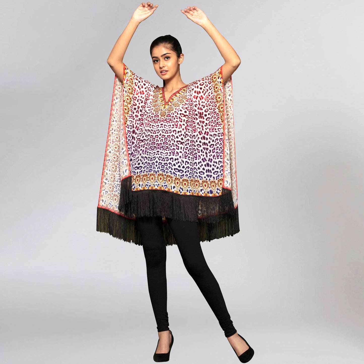 Burnt Orange and Brown Animal Print Kaftan Tunic