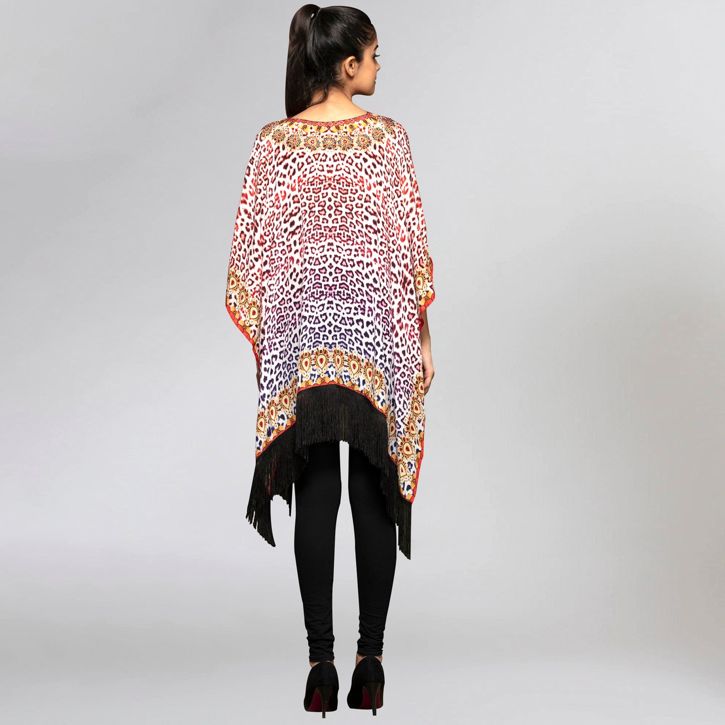 Burnt Orange and Brown Animal Print Kaftan Tunic
