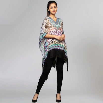 Multicoloured Animal Print Kaftan Tunic