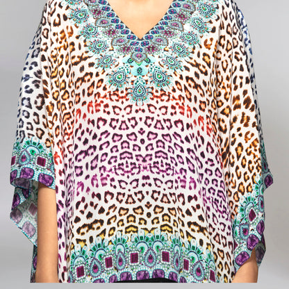Multicoloured Animal Print Kaftan Tunic