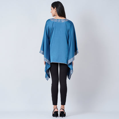 Blue Embellished Kaftan Top