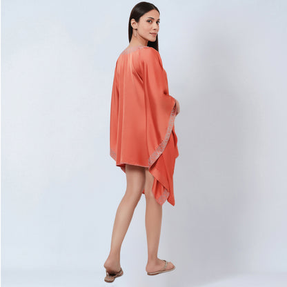 Coral Embellished Kaftan Top