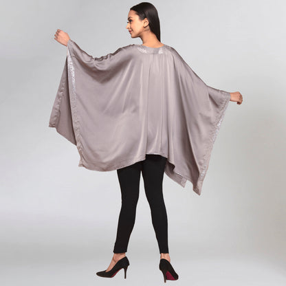 Grey Embellished Kaftan Top
