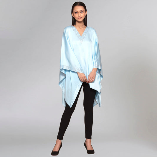 Light Blue Embellished Kaftan Top