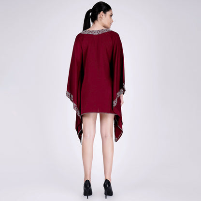 Maroon Embellished Kaftan Top