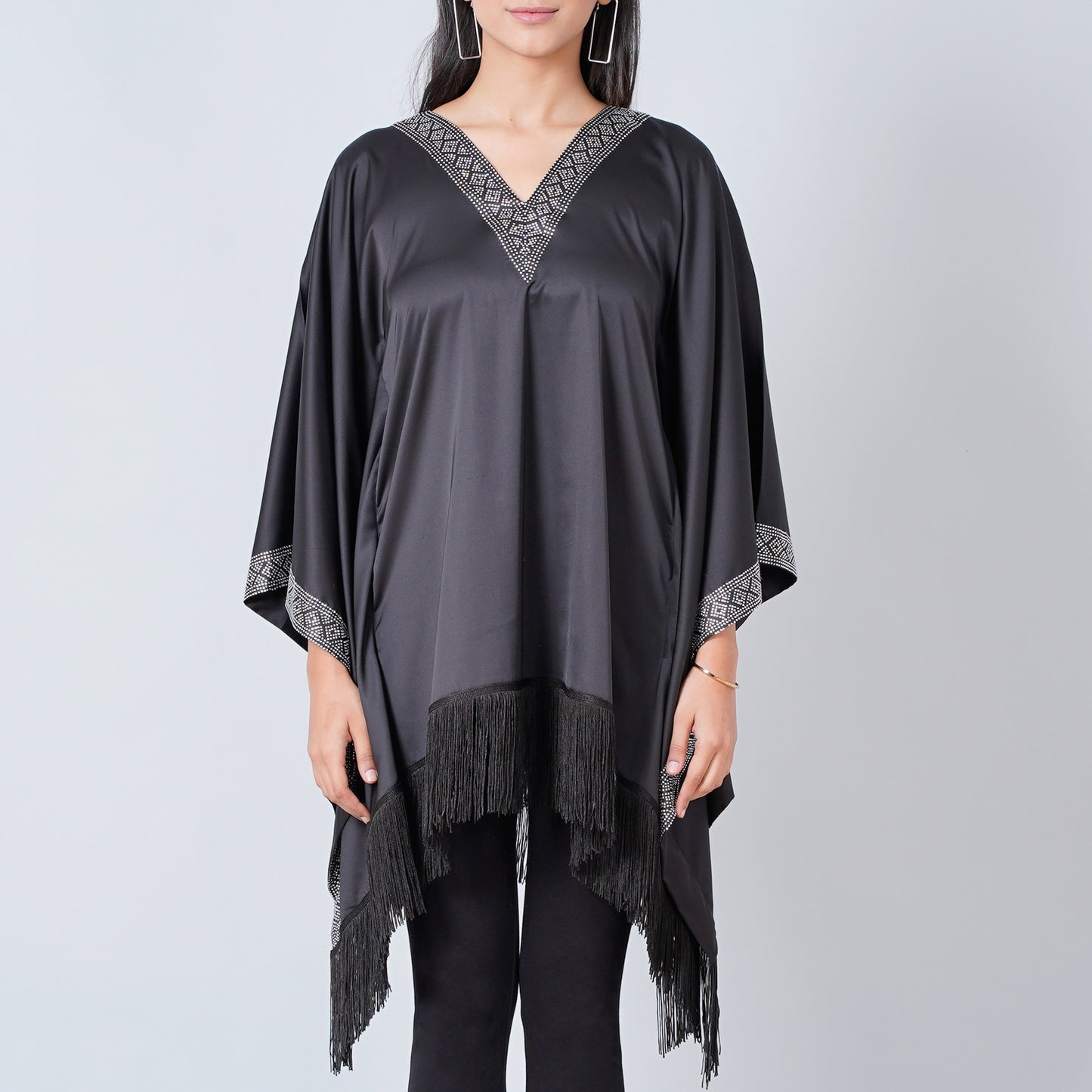 Black Embellished Kaftan Tunic