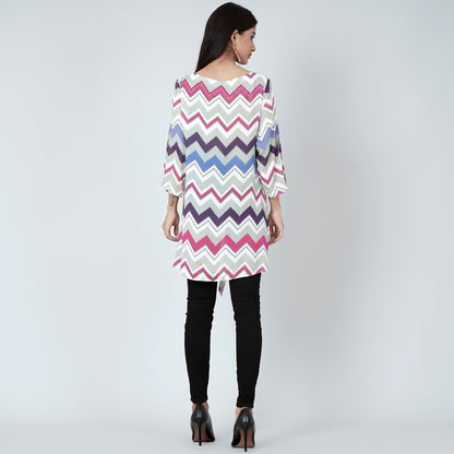 Pink and Blue Chevron Kaftan Top