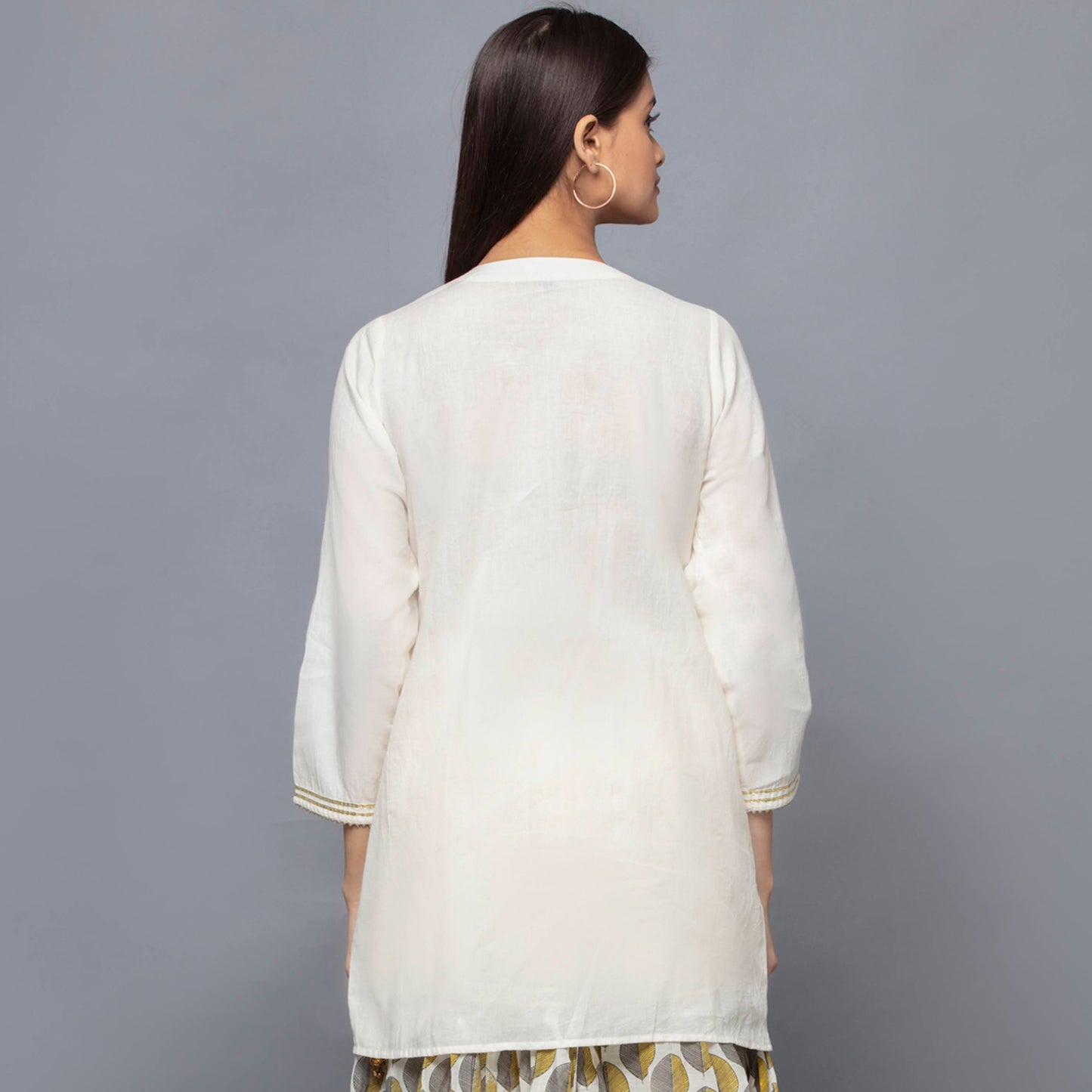 Ivory Neck-Tie Short Kurta