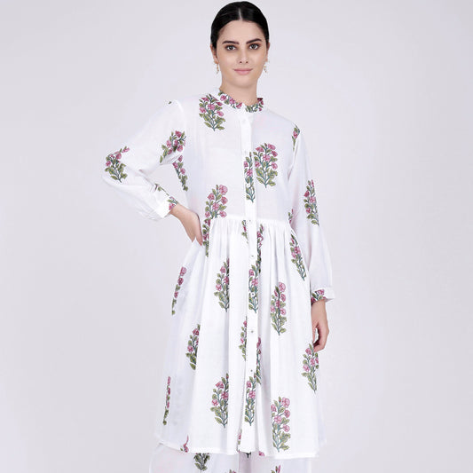 White Floral Kurta