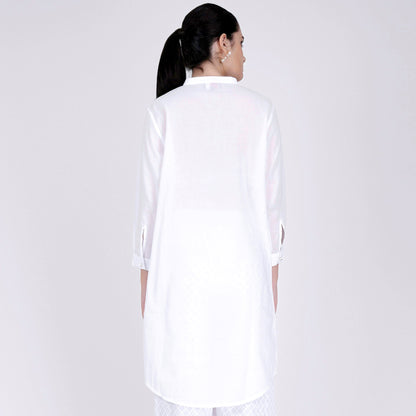 White Nehru Collar Kurta