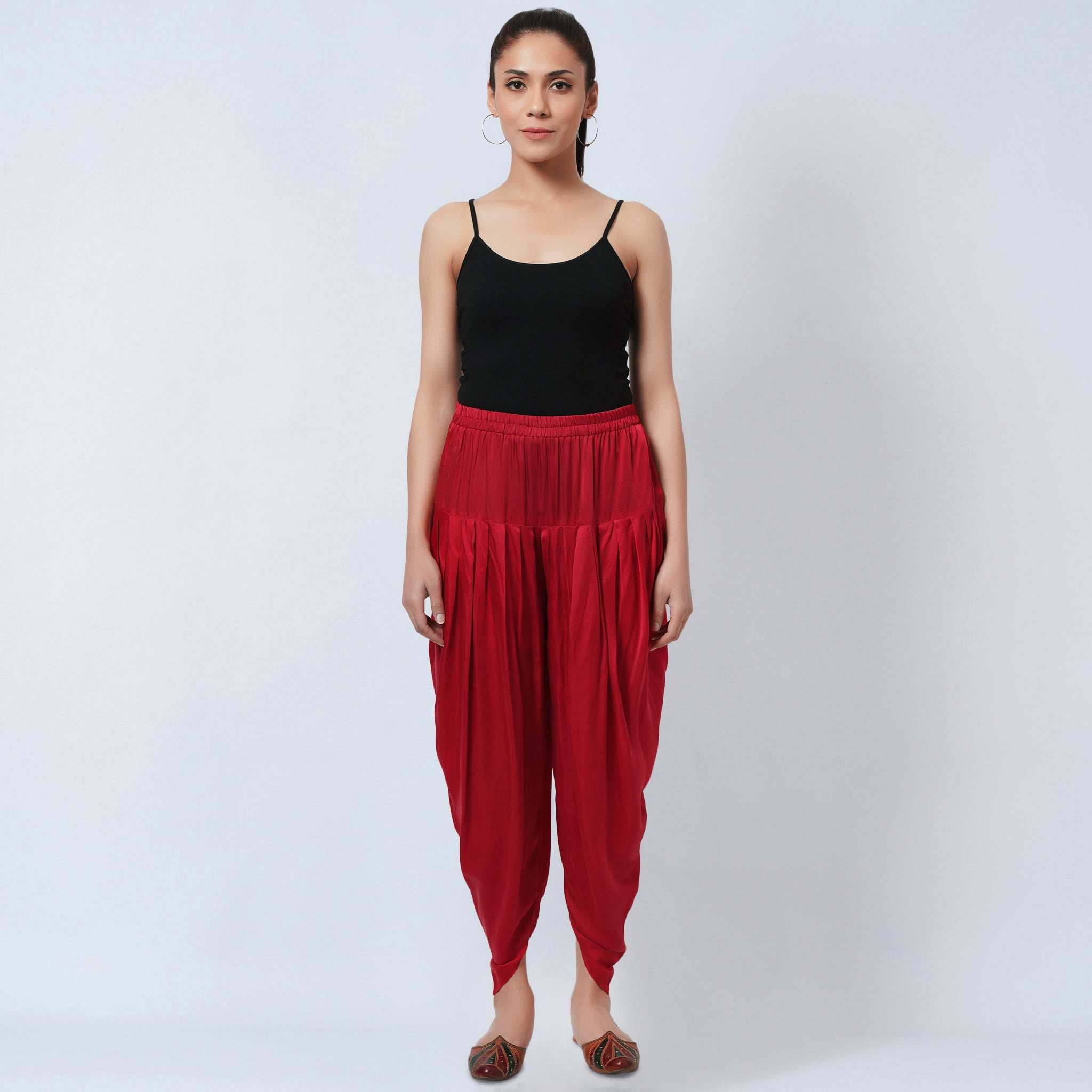 Printed Top With Dhoti Pants- Cream & Red - TWISHA - 4205408