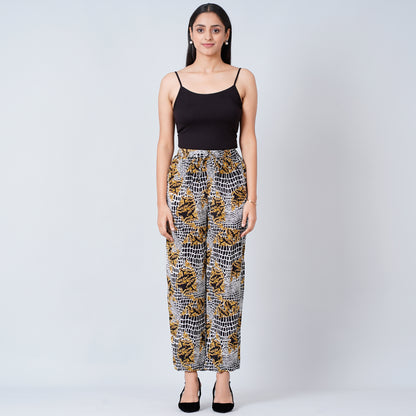 Yellow Baroque Animal Print Palazzos