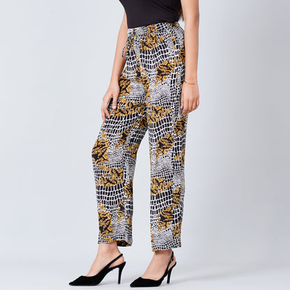 Yellow Baroque Animal Print Palazzos