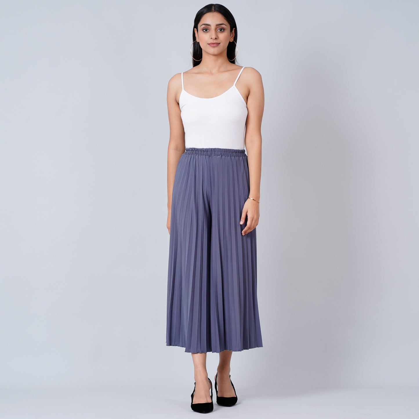 Light Grey Wide Leg Pleated Palazzo