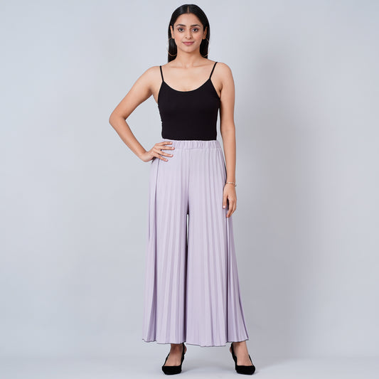 Lilac Wide Leg Pleated Palazzo
