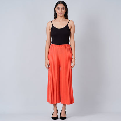 Orange Wide Leg Pleated Palazzo