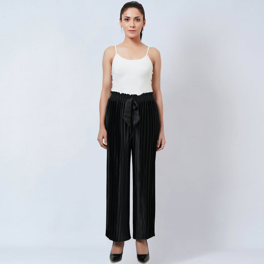 Black Pleated Palazzo