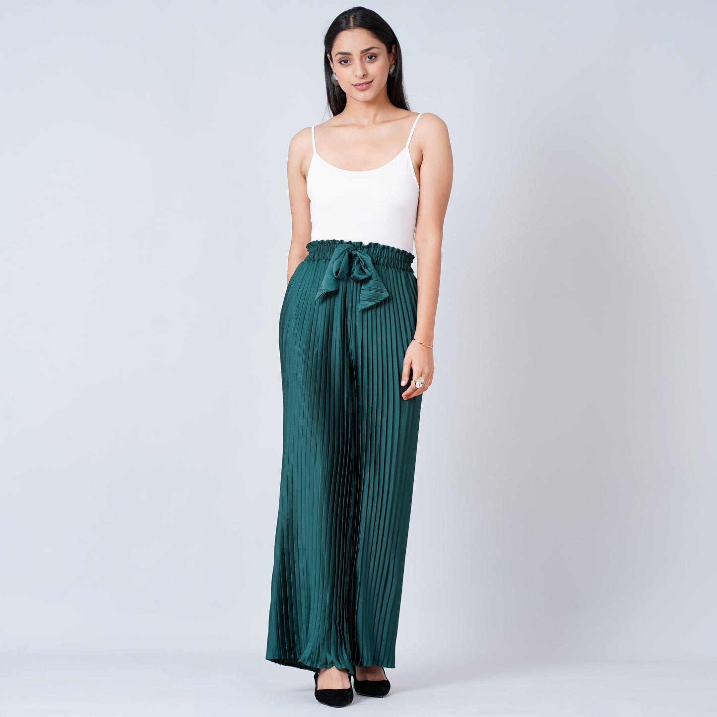 Bottle Green Pleated Palazzo
