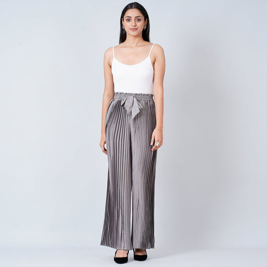 Charcoal Grey Pleated Palazzo