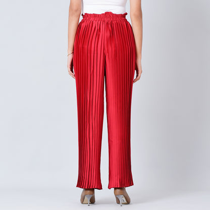 Red Pleated Palazzo