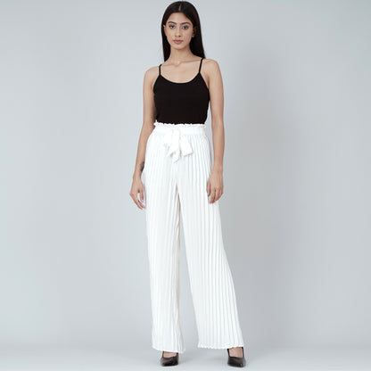 White Pleated Palazzo