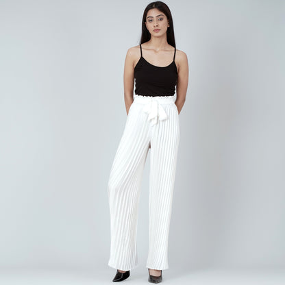 White Pleated Palazzo