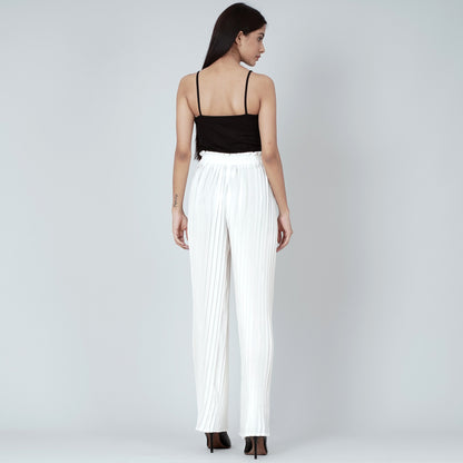 White Pleated Palazzo
