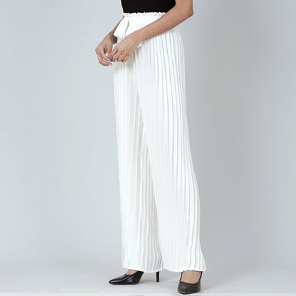 White Pleated Palazzo