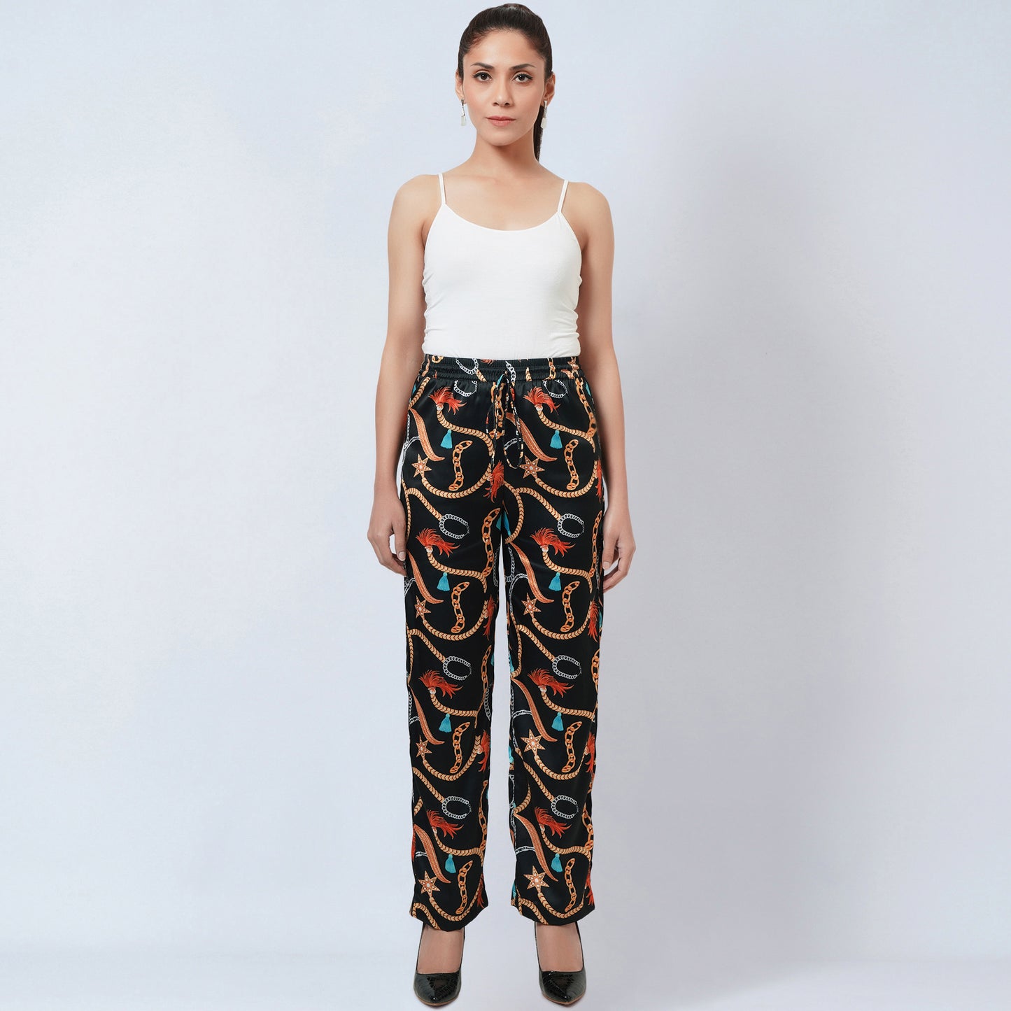 Black Chain Print Palazzo