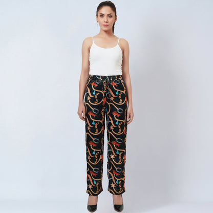 Black Chain Print Palazzo