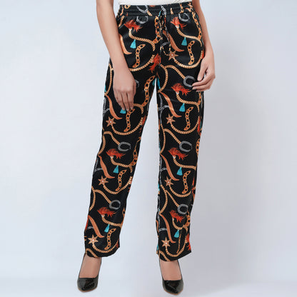 Black Chain Print Palazzo