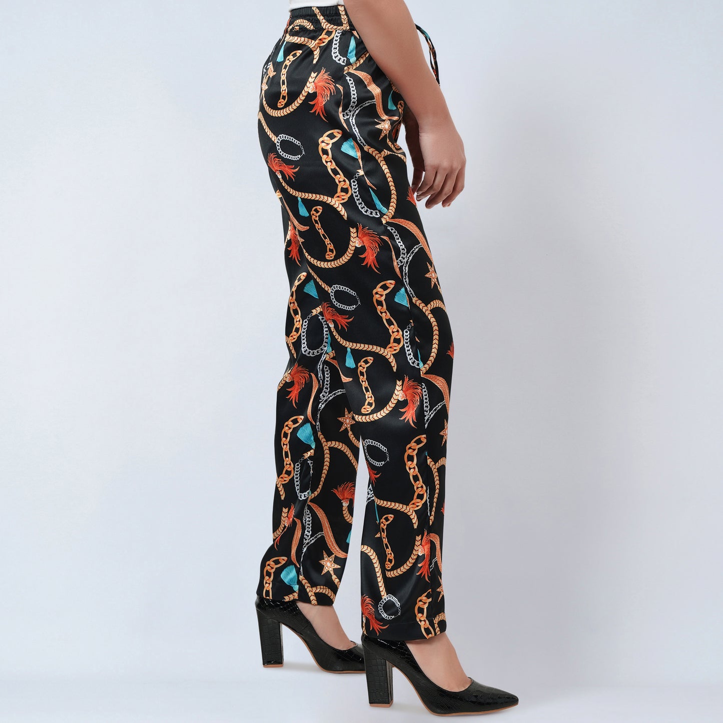 Black Chain Print Palazzo