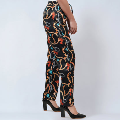 Black Chain Print Palazzo