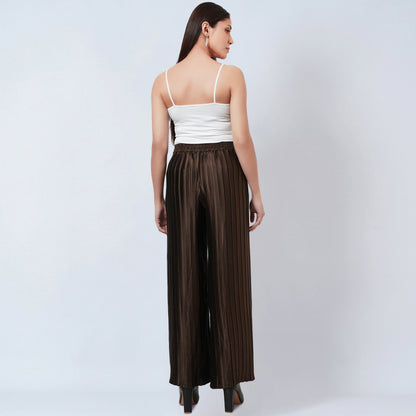 Brown Box Pleated Palazzo