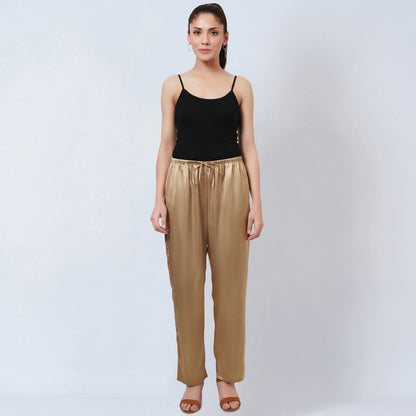 Gold Satin Straight Pants